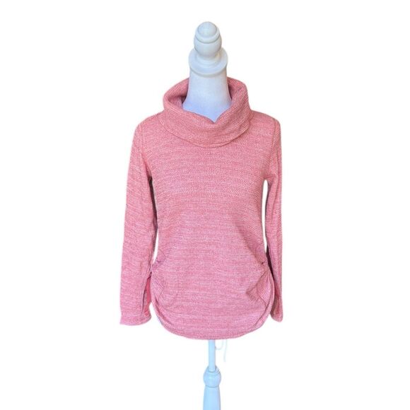 J. Jill Pink Cowl Neck Sweater Heathered Texture Cinched Hem Womens Small Pink - Picture 2 of 11
